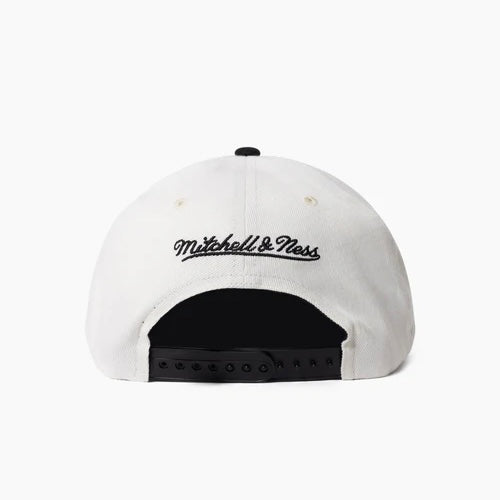 Miami Heat Hat - White Black 2-Tone Post Up MVP NBA Snapback Cap - Mitchell & Ness